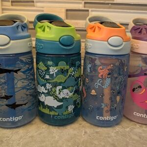 Contigo Kids Water Bottles - Blue, Green, Orange, Purple